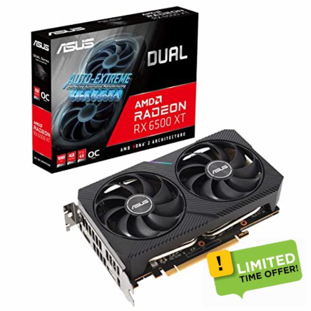 ASUS Dual AMD Radeon RX 6500 XT OC Edition 4GB GDDR6 Gaming Graphics Card (AMD RDNA 2