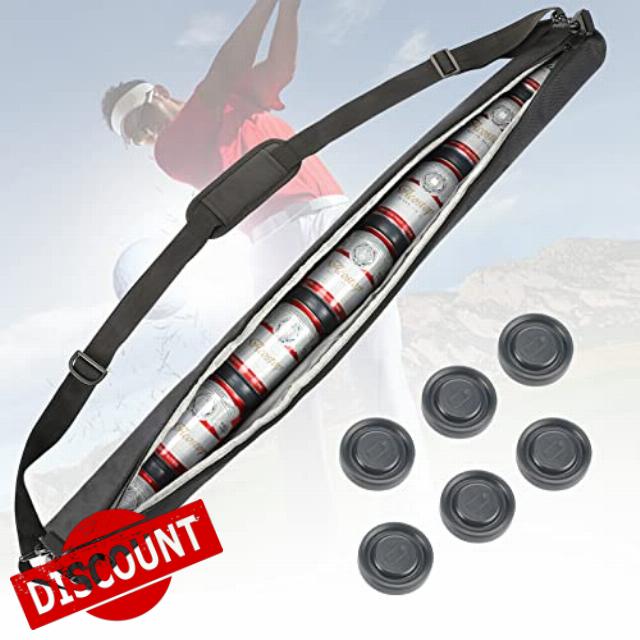 Upgraded Golf Cooler Bag with 6 Ice Packs- Golf Beer Cooler Golf Beer Sleeve for Golf Bag to Keep Drinks Cold for Hours- Golf Bag Cooler Great Golf Gift for Men Golf Accessories (Black)