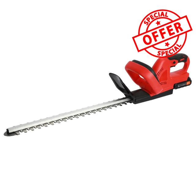 ohfruit Cordless Hedge Trimmer Battery Powered 800W Electric Hedge Trimmer 51cm (20 Inch) Cutting Length Lightweight Hedge Cutter Easy To Use Powerful and Safe Red