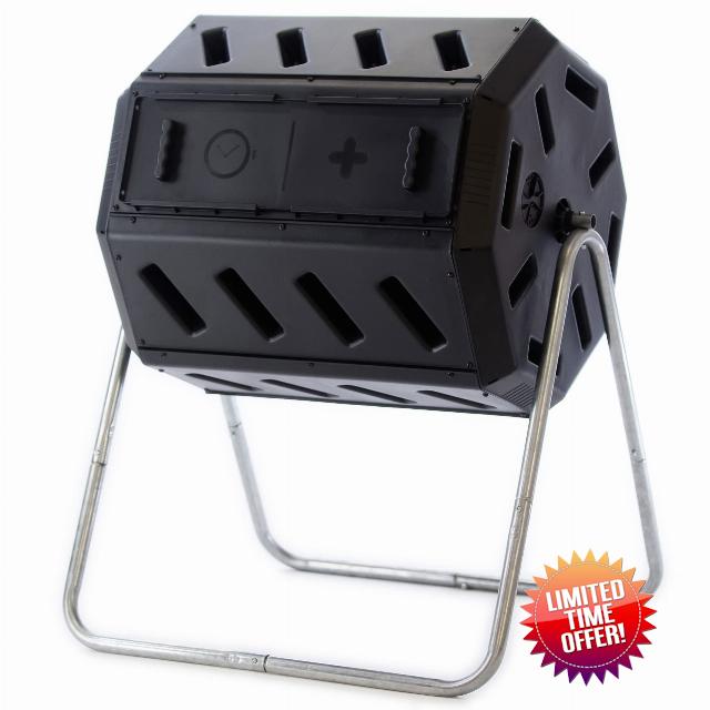 FCMP Outdoor IM4000 Double Chamber Tumbling Composter (Black)