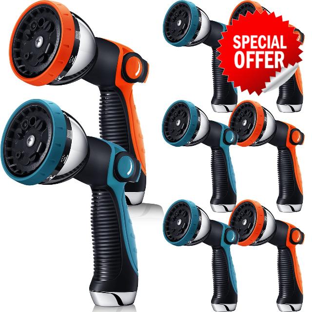 6 Pack Garden Hose Nozzle Spray Nozzle 10 Hose Watering Patterns Water Hose Nozzle Sprayer Thumb Control on off Valve High Pressure Garden Nozzle Sprayer for Lawns Gardens Car Pets Showering Cleaning