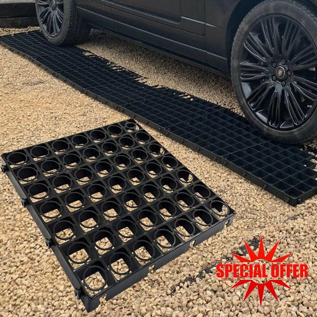 Plastic Paving Driveway Grid For Turf Grass Lawn Shed Greenhouse Base Path Paver Gravel Protector Drainage Mat (16 Grids)