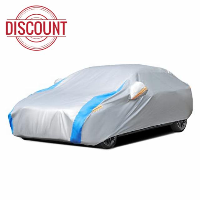 FSGRICH Car Cover Waterproof All Weather Breathable UV Protection Snowproof Dustproof Universal Full Car Covers (2 Fit Sedan-Length (194" to 208"))