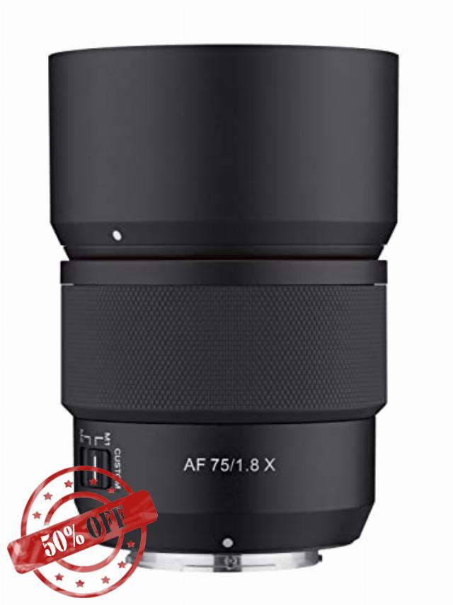 Rokinon 75mm F1.8 AF APS-C Compact Telephoto Lens for Fuji X (IO75AF-FX)