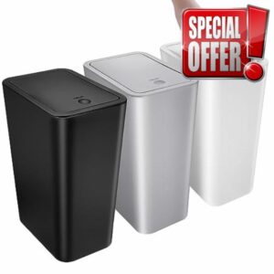 3 Pack Small Bathroom Trash Can with Lid - 10L/2.6 Gallon Slim Garbage Bin