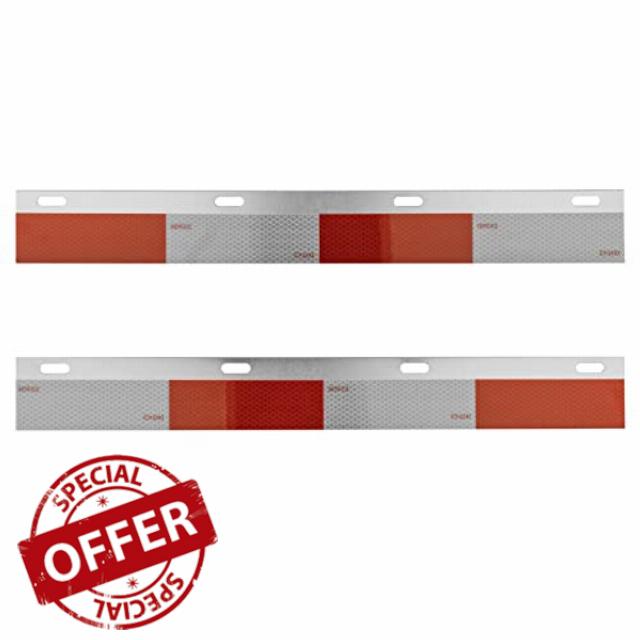 CHDT66 Straight 24" * 3" Aluminum Mud Flap Reflective Strip Kit with DOT-2 Certified Reflective Strips - for Truck Rear Mud Flap Hangers - Pack of 2 pcs (1 Pair)