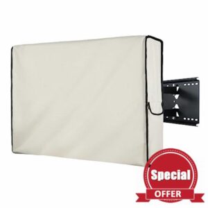 Porch Shield 34-39 inches Outdoor TV Cover Universal Weatherproof Protector for LCD LED Plasma Flat TV Screen Compatible with Wall Mounts and Stands Beige