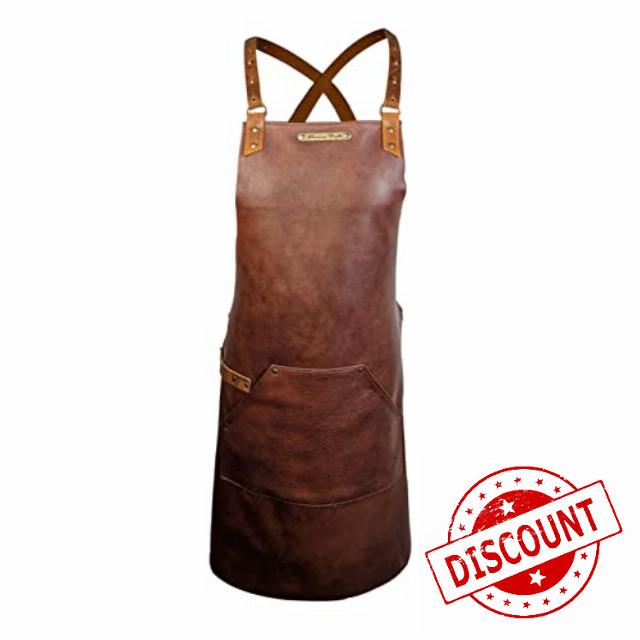 STALWART CRAFTS Premium BBQ Leather Apron for Men - Full Grain Leather That Lasts