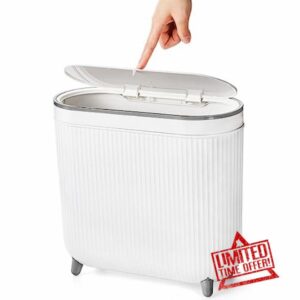 Bekith Rectangular Plastic Trash Can with Press Type Lid