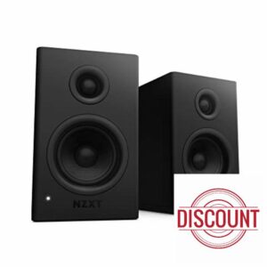 NZXT Relay PC Gaming Desktop Speakers - Bookshelf-Style Design - 80 Watts - High Dynamic Range - Silk Dome Tweeters - Glass Fiber Woofers MDF Construction - Black