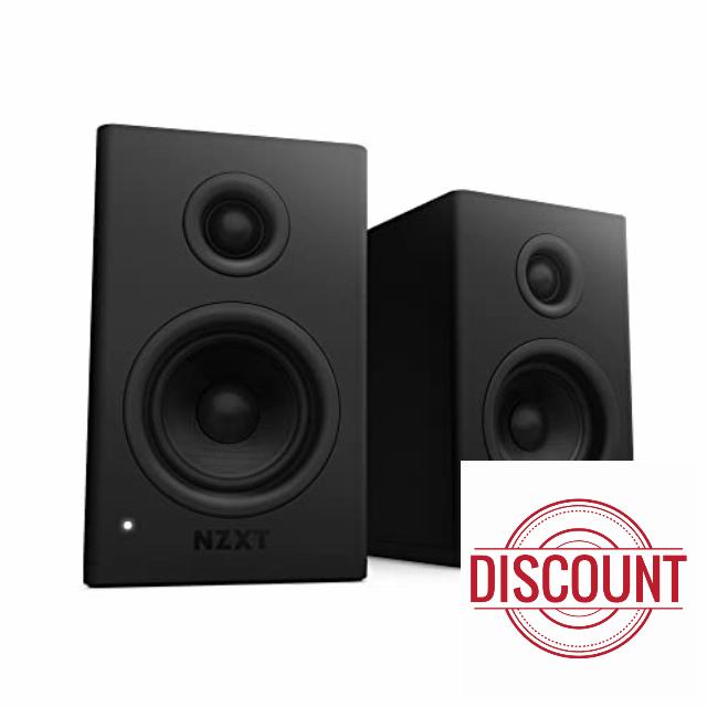 NZXT Relay PC Gaming Desktop Speakers - Bookshelf-Style Design - 80 Watts - High Dynamic Range - Silk Dome Tweeters - Glass Fiber Woofers MDF Construction - Black