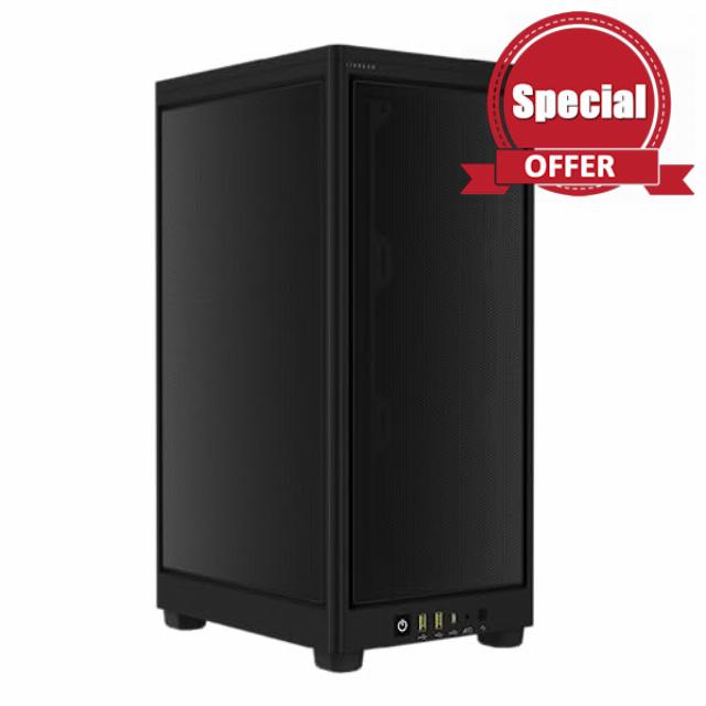 Corsair 2000D AIRFLOW Mini-ITX PC Case - Mini-ITX Form-Factor - Steel Mesh Panels - Three-Slot GPU Support - Cooling-Optimised interior - Modern Front Panel I/O - Black