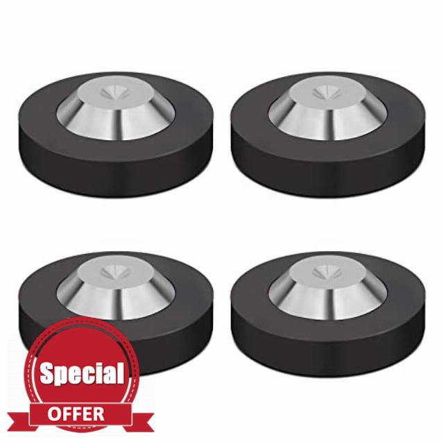 Monosaudio Isolation Feet 39x13mm HiFi Feet Solid POM Feet Speaker Base Cushion with Stainless Steel Speaker Pads Absorber Vibration Damper for HiFi Speaker Audio/Amplifier/DAC/CD/Player (4pcs Black)