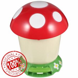 HEMOTON Mushroom Trash Can Kawaii Trash Bin with Lid Foot Pedal Cute Wastebasket Waste Paper Bucket for Boy Girl Nursery Room Decor 31x25cm