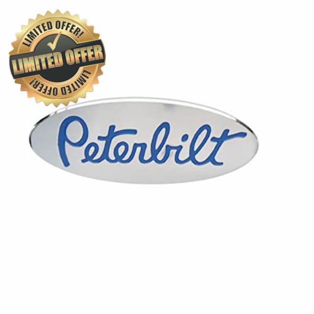 Logo Name Emblem Plate Fit for Peterbilt Custom CNC Aluminum 6061 Hood Accessory Grille Fender (Blue)