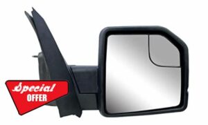 LONGLING Replacement Passenger Right Side Door Mirror Manual Folding Power Glass No Heated No Signal Light with Temperature Sensor Textured Back Cover For Ford F-150 from 2015 to 2020