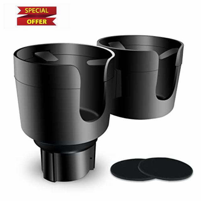 2-in-1 Car Cup Holder Expander Adapter with Offset Adjustable Base