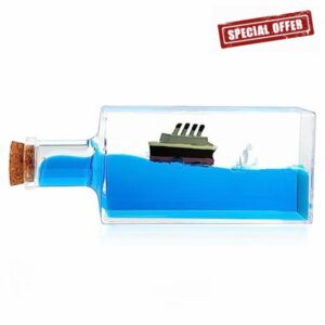 LETINE Unsinkable Titanic Cruise Ship in a Bottle - Titanic Fluid Drift Bottle Liquid Wave Cruise Ship Decor