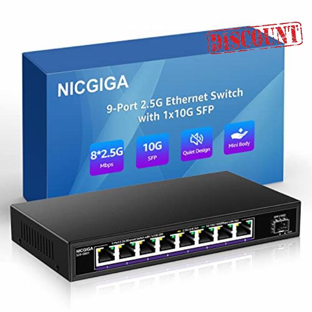 NICGIGA 8 Port 2.5G Ethernet Switch with 10G SFP Uplink