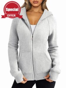 Trendy Queen Womens Zip Up Hoodies Oversized Sweatshirts Fall Outfits Sweaters With Pockets Winter Y2k Clothes