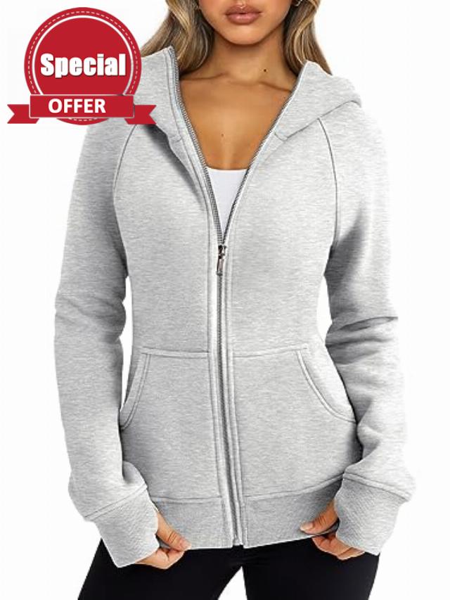 Trendy Queen Womens Zip Up Hoodies Oversized Sweatshirts Fall Outfits Sweaters With Pockets Winter Y2k Clothes