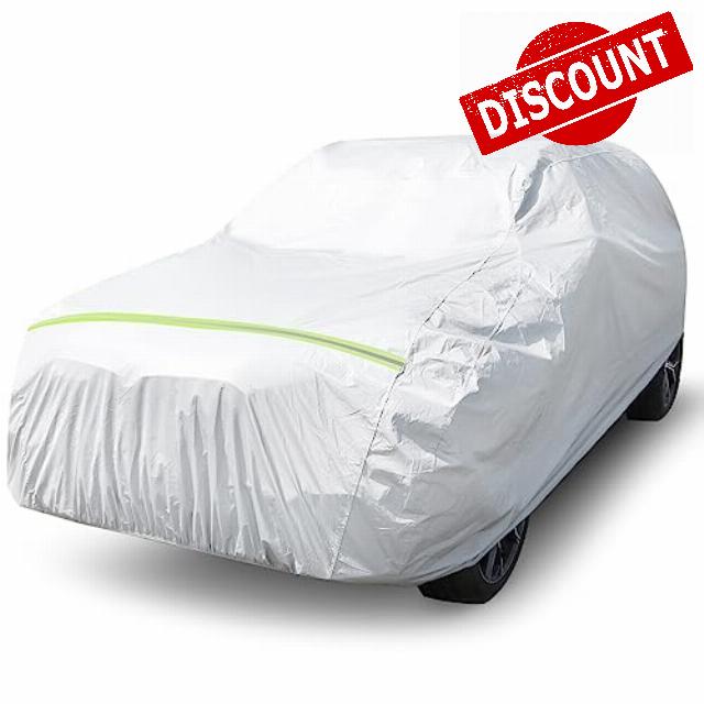 COVINTON Car Cover Fits for SUV 178"-187" Waterproof All Weather Hail Thickened Full Exterior Car Cover for Automobiles UV Protection & Windproof Vehicle Cover with Windbreak