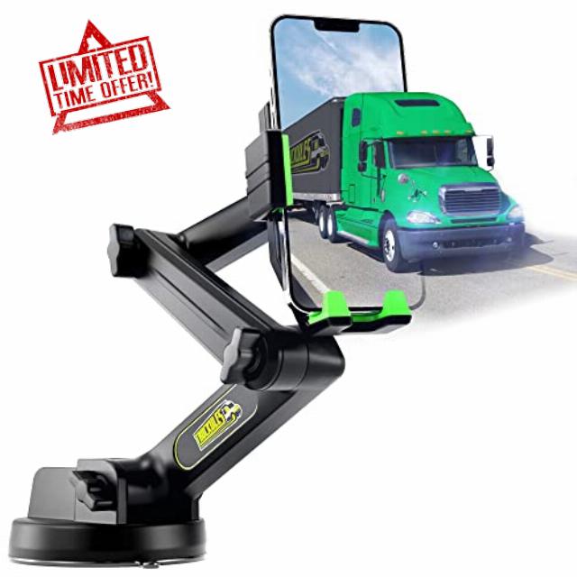 Truckules Truck Phone Holder Mount Heavy Duty Cell Phone Holder for Truck Dashboard Windshield 16.9 inch Long Arm