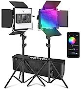 Neewer 2 Packs 660 PRO RGB LED Video Light with App Control Stand Kit, 360° Full Color, 50W Dimma...