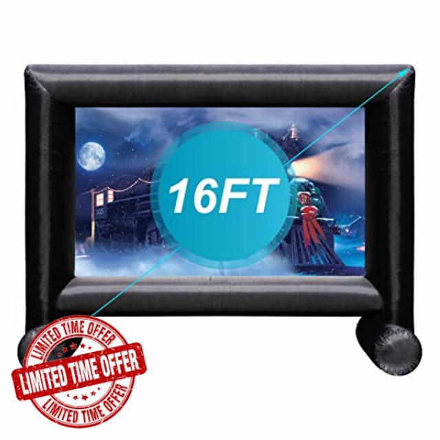 Mokmok Inflatable Projector Screen 16ft Inflatable Movie Screen Outdoor with Air Blower and Storage Bag