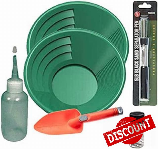 Sluice Monkey Green Gold Pan Panning Kit 14" & 12" Gold Pans