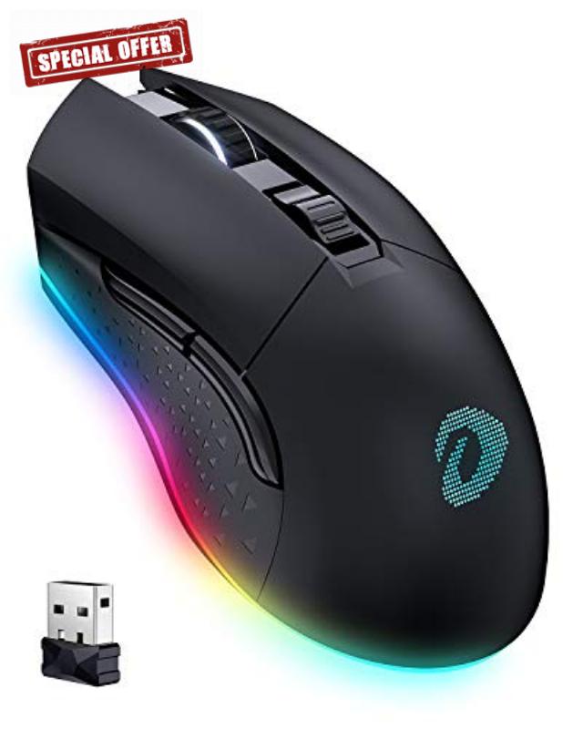 DAREU Wireless Wired Gaming Mouse Dual-Mode Rechargeable 7 Programmable Buttons