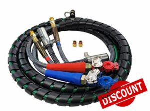 Tectran Lifeline&reg; Kit Airpower Line Wrap Set | Premium Grips | Anodized Gladhands | Tractor-Trailer Semi Hook Up Lines | Quick Installation | (15' Length)