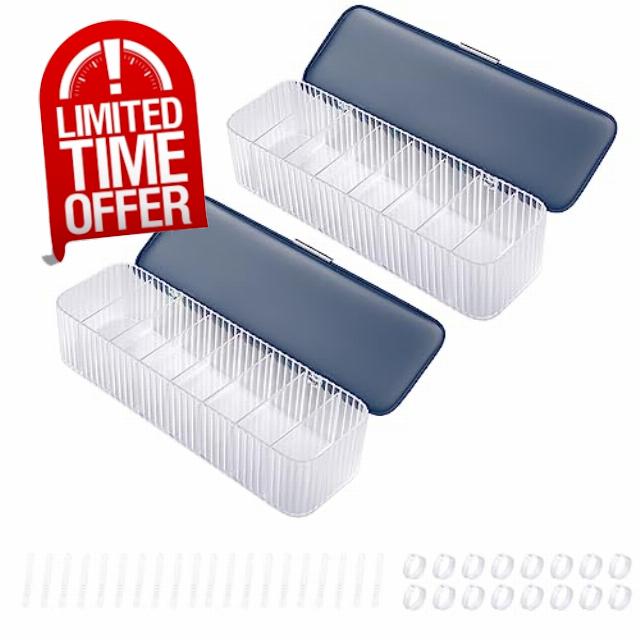 Yesesion 2 Pack Plastic Cord Organizer Box with Lid and 20 Wire Ties
