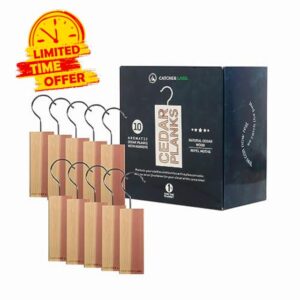 Catcher Labs Cedar Planks for Moth Repellent | Cedar Blocks for Clothes Storage | Better Than Moth Balls for Closet | Cedar Hangers Clothes Moths (10-Pack)