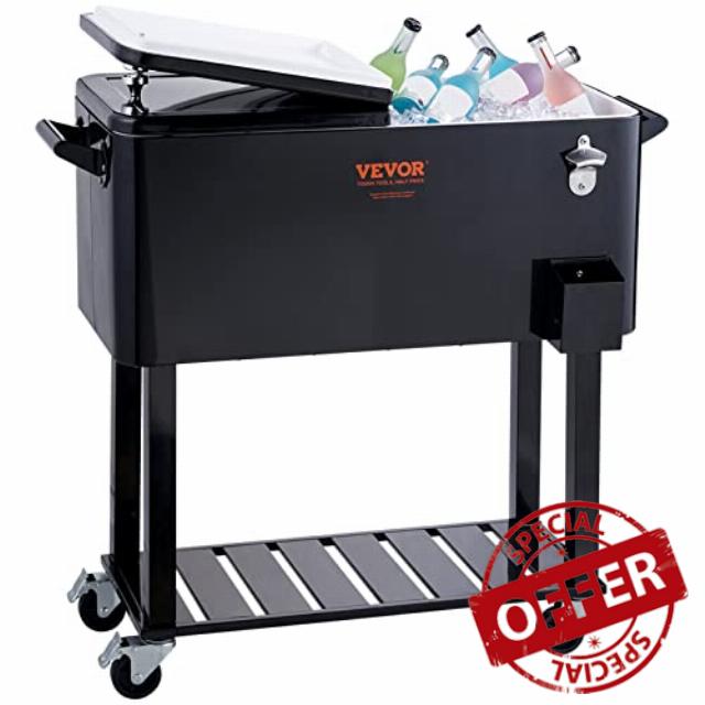 VEVOR Rolling Ice Chest Cooler Cart 80 Quart