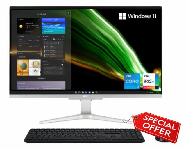 Acer Aspire C27-1655-UA12 AIO Desktop | 27" Full HD IPS Display | 11th Gen Intel Core i5-1135G7 | Intel Iris Xe Graphics | 12GB DDR4 | 512GB NVMe M.2 SSD | Intel Wireless Wi-Fi 6 | Windows 11 Home