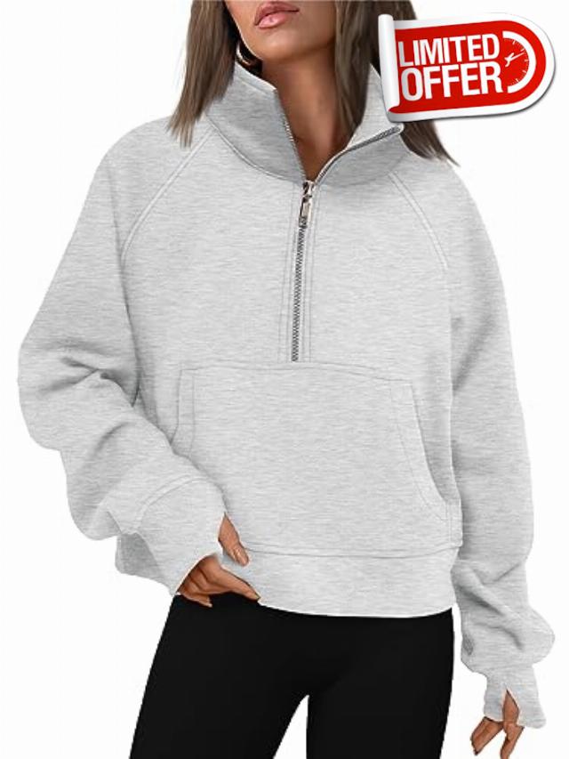 AUTOMET Womens Sweatshirts Half Zip Cropped Pullover Fleece Quarter Zipper Hoodies Fall outfits Clothes Thumb Hole