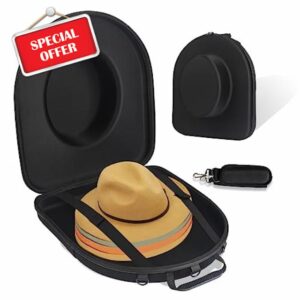 Mosla Hat Carrier Case for Travel-Crush Proof Hat Box Holder for Mens Fedora Hats for Cowboy Hat Storage Organizer with Adjustable Strap for Travel (BLACK)