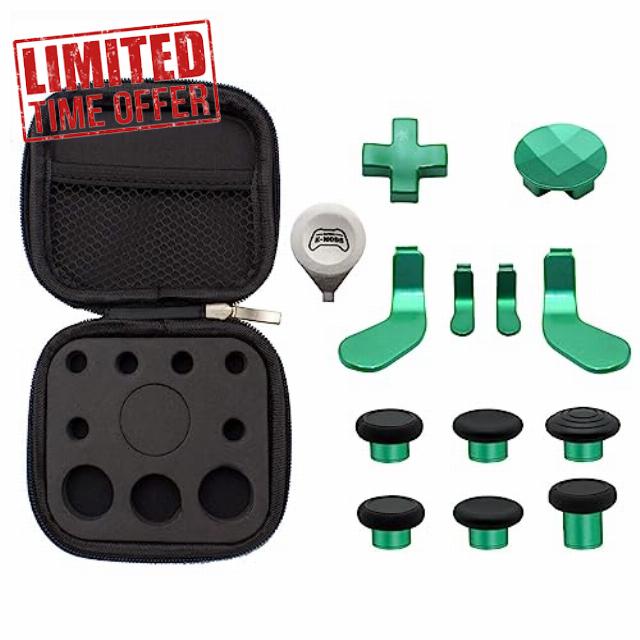 13 in 1 Metal Thumbsticks D-Pads and Paddles with Tools Accessories for Elite Series 2 Controller & Xbox One Elite Series 2 Core (Green)
