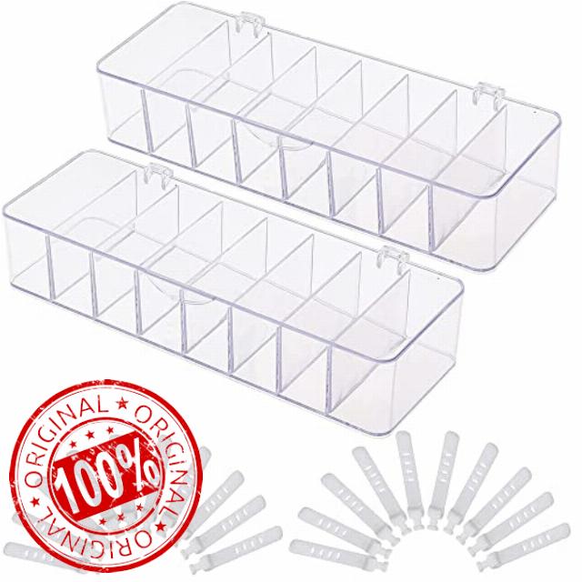 Clear Plastic Cable Organizer Box with 8 Compartments