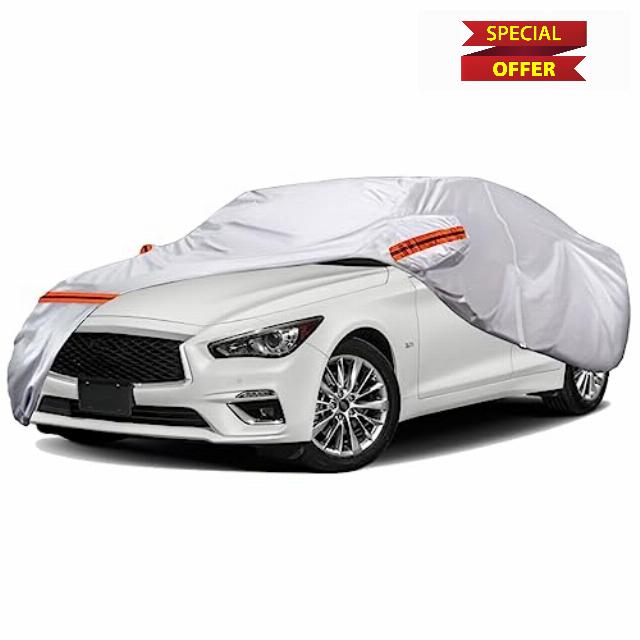 TUCAREST 6 Layers Full Car Cover for Sedan/Wagon/Coupe/Hatchback - Waterproof