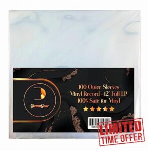 GizmoGear 100pk High-Quality Clear Vinyl Record 33/45 RPM Outer Sleeves (100 Pack) Archival Quality