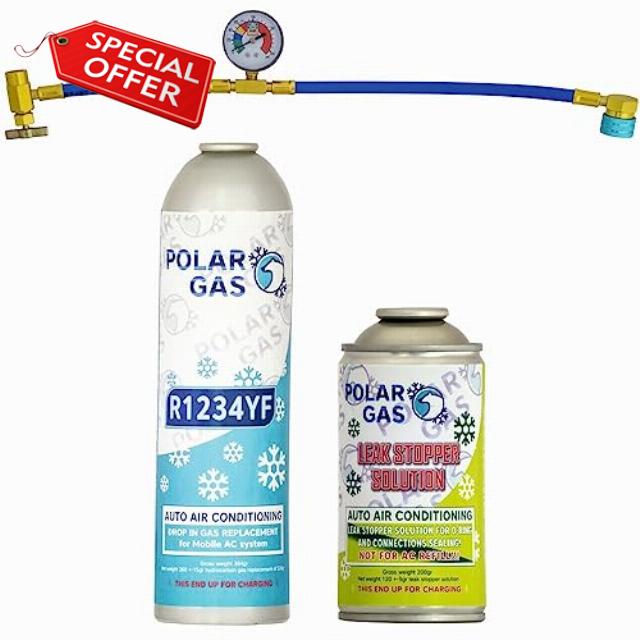 1K61M61N4/ Car AC Aircon Air Con Large Top Up Leak Stopper Sealer Refill Regas DIY Kit 520g