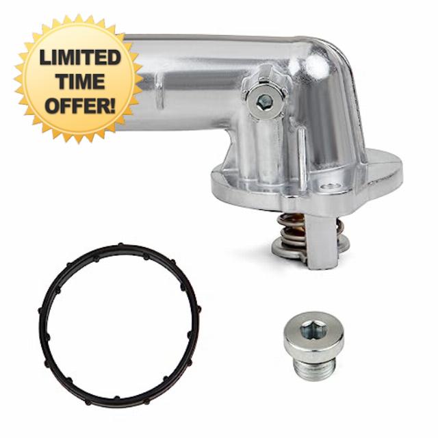 MITZONE Upgrade Aluminium Thermostat Housing Assembly Compatible with Dodge Durango Grand Cherokee 2011-2015 Wrangler JK 2012-2018 Replace 902-852 5184651AG 5184651AH