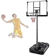 SPOTRAVEL Adjustable Basketball Hoop, Free Standing Basketball System with 2 Wheels and Thickened...