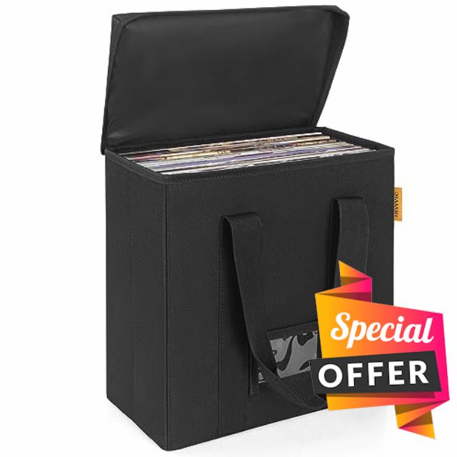 IBVIVIC Vinyl Record Storage Box 7/10/12 Inch Vinyl Record Carrying Case Vinyl Albums Travel Bag Holds up to 50 LP Records
