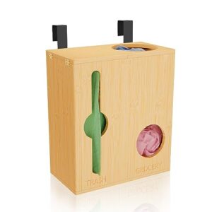 Bamboo Bag Holders Wall Mount Organizer