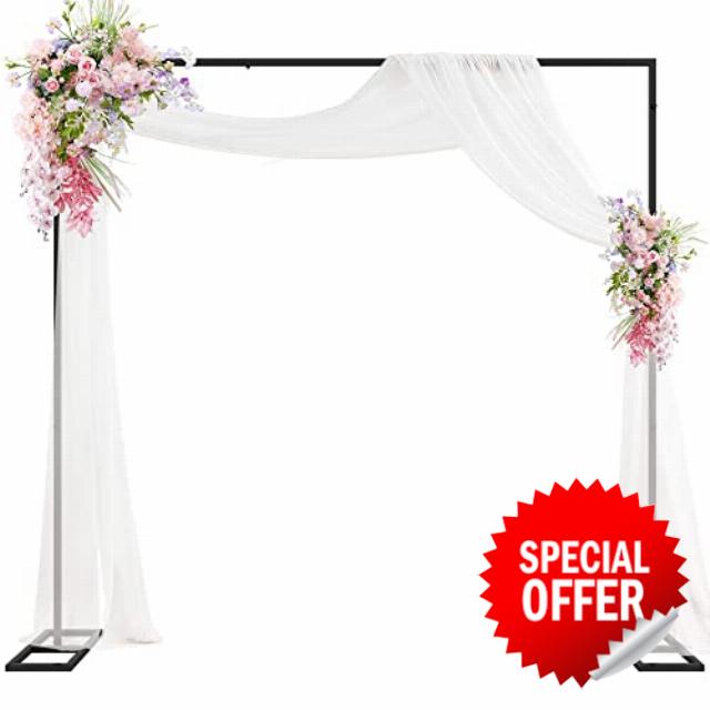 Heavy Duty Backdrop Stand 8ft x 8ft Black Pipe and Drape Backdrop Stand Kit Adjustable Metal Backdrop Sand for Wedding Photobooth Exhibition Decoration