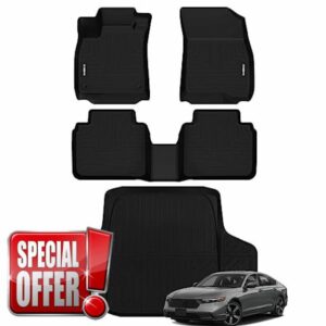 Naibeve Floor Mats for 2023 Honda Accord (Include Hybrid)- All Weather Custom Fit for 2023 Honda Accord Floor Mats Floor Liner Honda Accord Cargo Mat Liner Trunk Liner Waterproof Interior Accessories