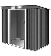 TANGZON 7 x 4ft Metal Garden Shed, Outdoor Galvanized Tool Storage House with Glove, Lockable Doo...